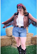 Vocal Vocal - Western jacket with long fringe and stars (Brown)