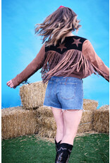Vocal Vocal - Western jacket with long fringe and stars (Brown)
