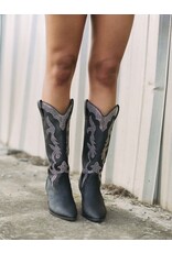Qupid Zane 85  rhinestone western boot (Black Distressed)