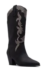 Qupid Zane 85  rhinestone western boot (Black Distressed)