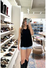 Vocal Vocal - Sleeveless suede top with fringe detail (Black)