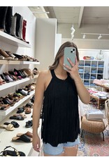 Vocal Vocal - Sleeveless suede top with fringe detail (Black)