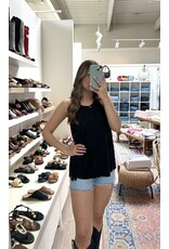 Vocal Vocal - Sleeveless suede top with fringe detail (Black)