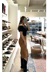 Vocal Vocal - Suede skirt with fringe hem (Camel)