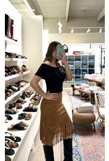 Vocal Vocal - Suede skirt with fringe hem (Camel)