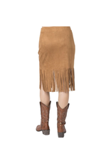 Vocal Vocal - Suede skirt with fringe hem (Camel)