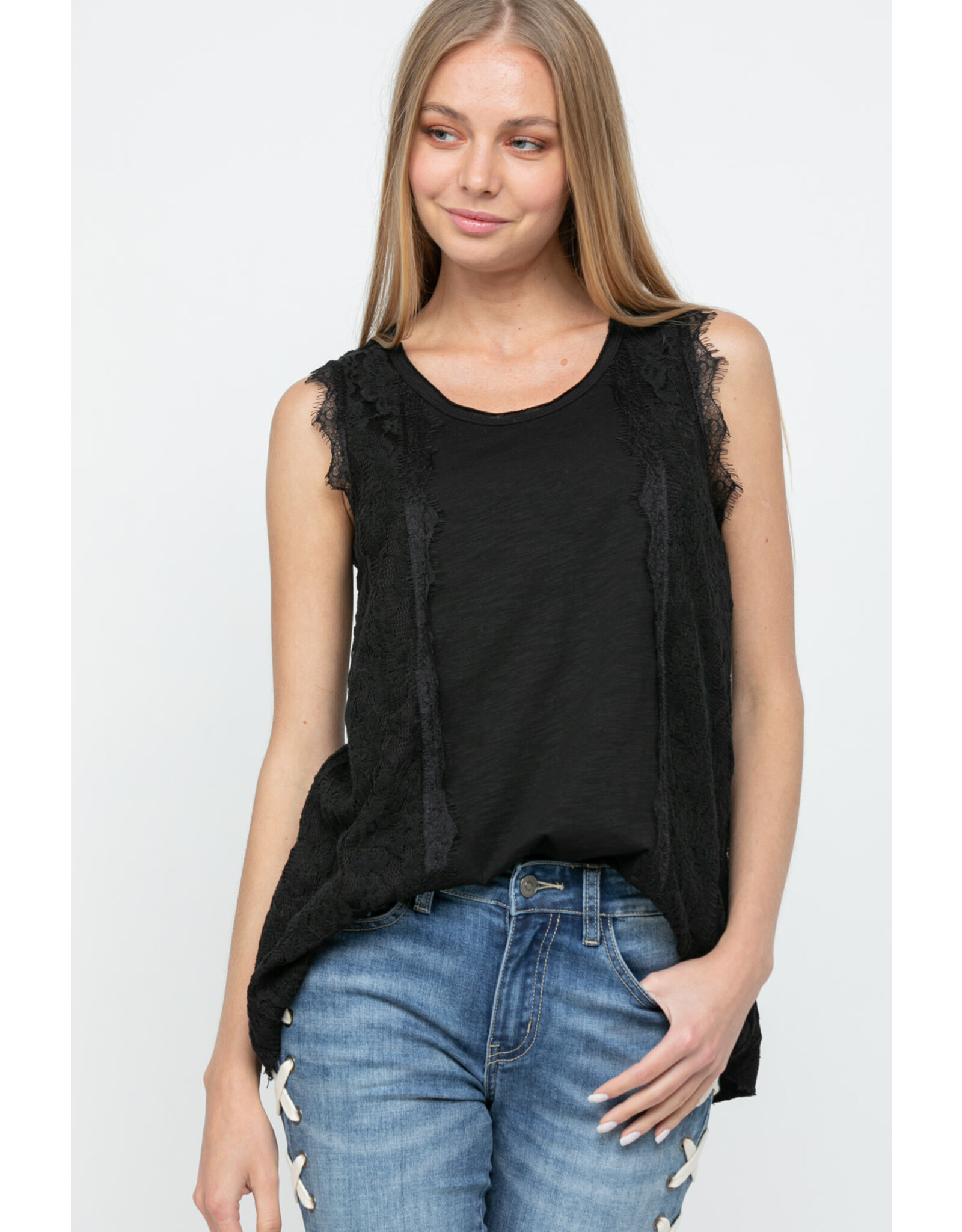 Vocal Vocal - Vintage lacey sleeveless top (black)