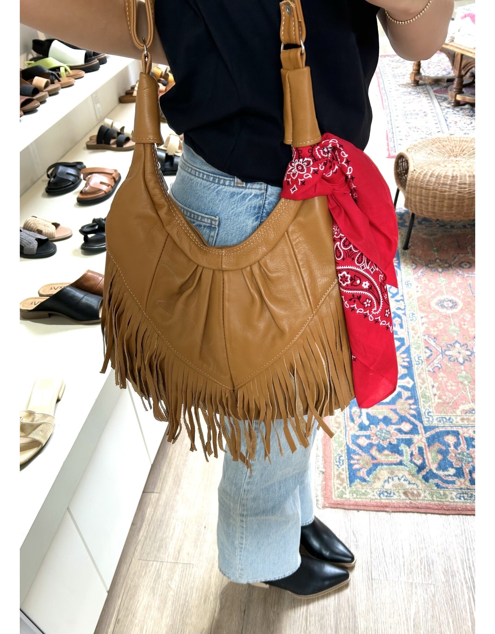 Bo Bags Bo Bags - Leather Fringe Handbag  (Camel)