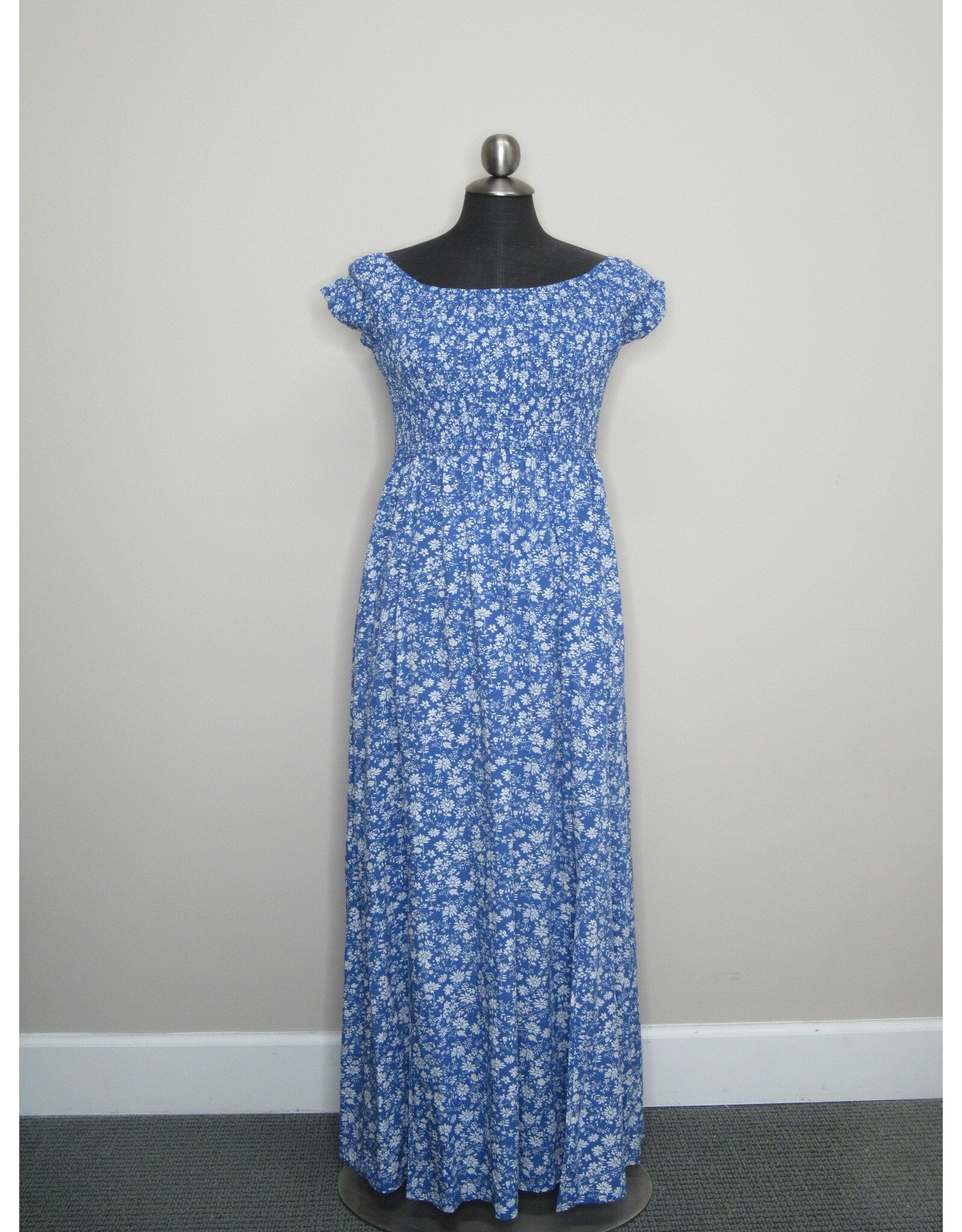 Papillon Papillon - Cap Sleeve Off The Shoulder Dress With Smocked Bodice (Blue)