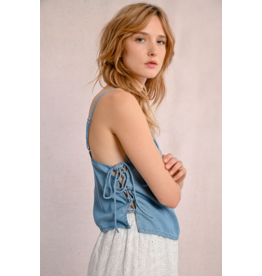 Molly Bracken Molly Bracken -  Lace Up Denim Camisole