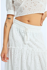 Molly Bracken Molly Bracken - Tiered Eyelet Prairie Skirt (White)