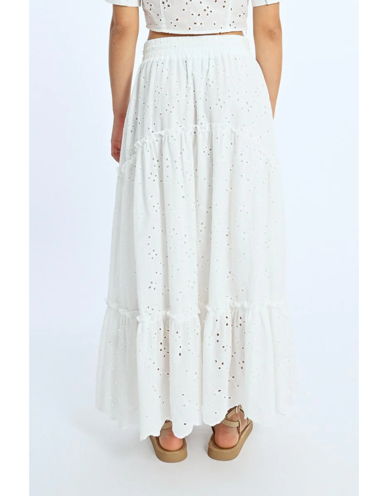 Molly Bracken Molly Bracken - Tiered Eyelet Prairie Skirt (White)