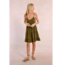 Molly Bracken Molly Bracken - V Neck Dress with Strappy Back (Khaki)
