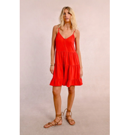 Molly Bracken Molly Bracken - V Neck Dress with Strappy Back (Red)
