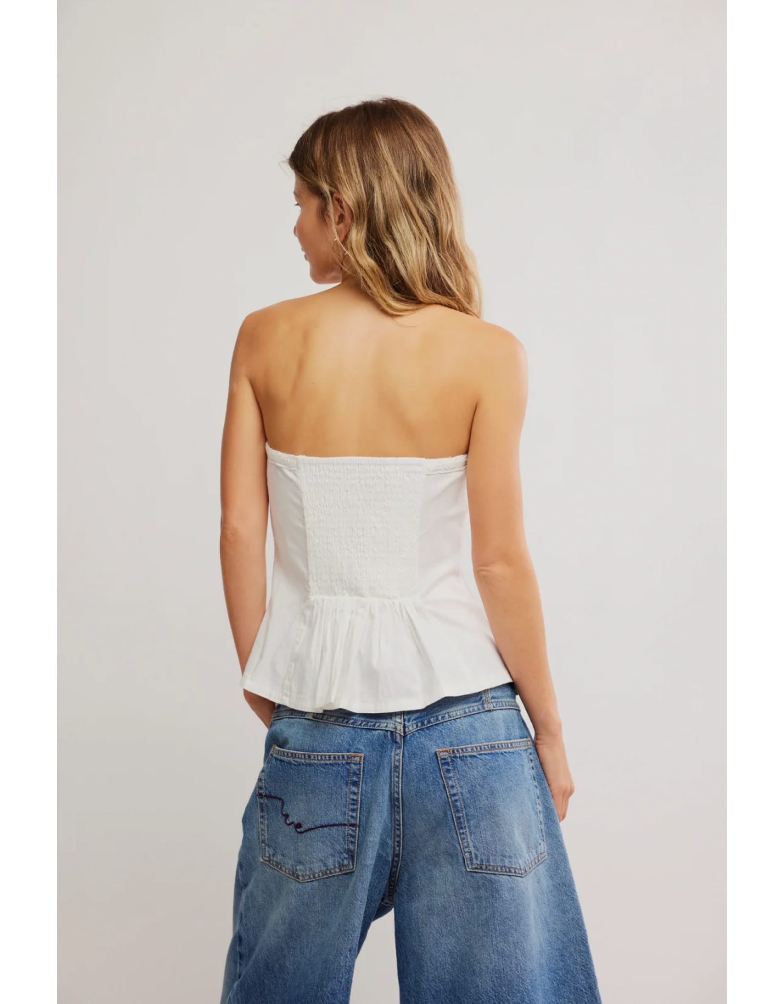 Free people Free People - Wink Wink Strapless Peplum Top (Clean Ivory)