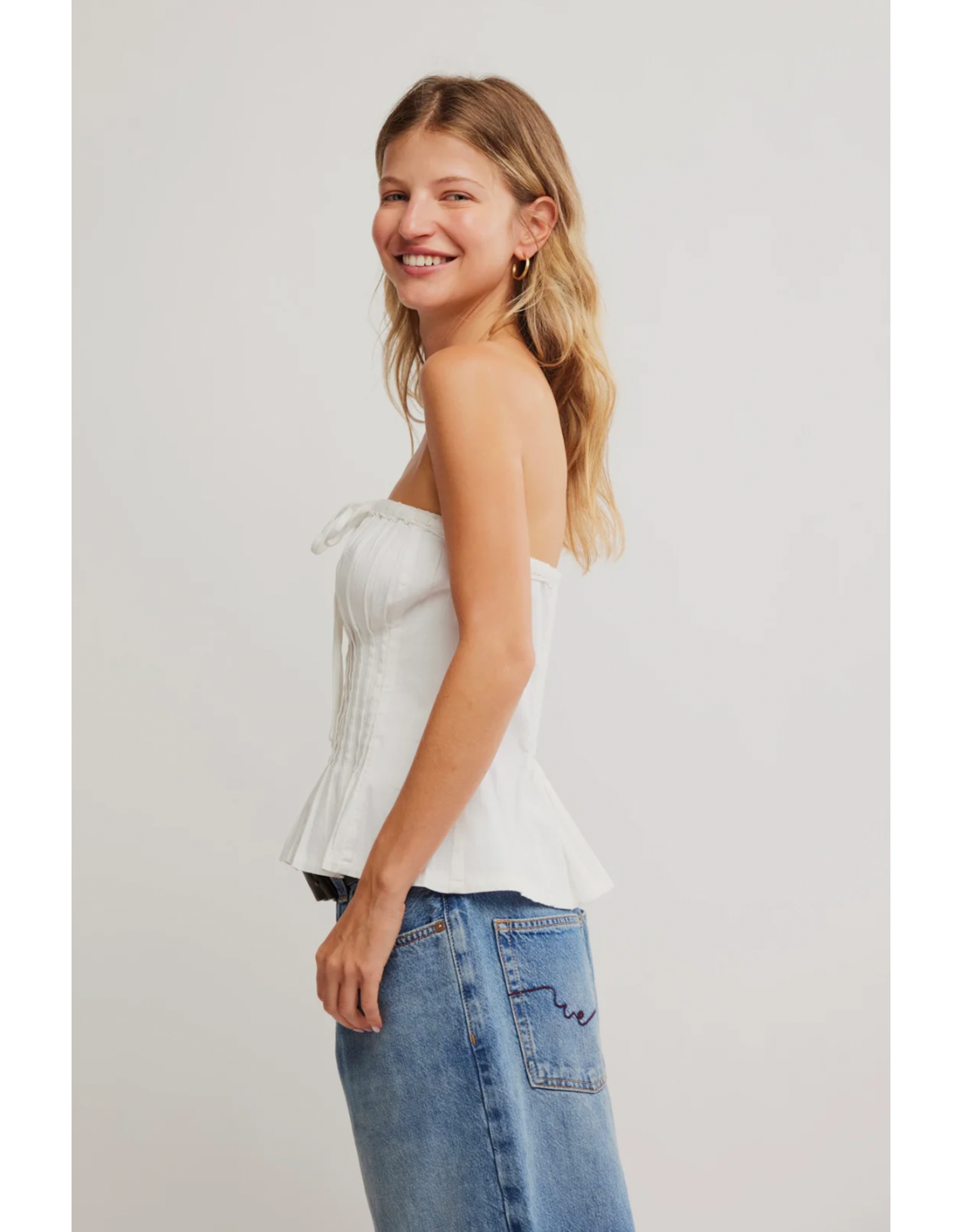 Free people Free People - Wink Wink Strapless Peplum Top (Clean Ivory)