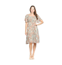 Papillon Papillon - Paisley Smocked off the Shoulder Dress (Blue)