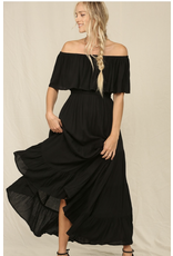 Kye Mi Marla - Off-shoulder maxi dress with ruffle top and elastic waist