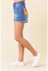 Saints & Hearts Denim Shorts with Sunset Embroidery