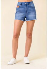 Saints & Hearts Denim Shorts with Sunset Embroidery