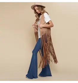 Saints & Hearts Saints & Hearts - Long fringe vest (Camel)