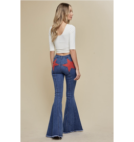 Saints & Hearts Saints & Hearts - Flare jeans with star patches and cut hem