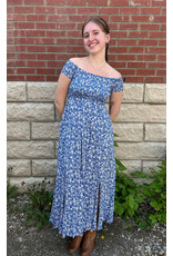 Papillon Papillon - Cap Sleeve Off The Shoulder Dress With Smocked Bodice (Blue)