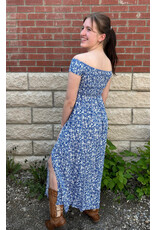 Papillon Papillon - Cap Sleeve Off The Shoulder Dress With Smocked Bodice (Blue)