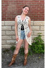 Papillon Papillon - Crochet High Low Open Vest (Beige)