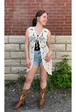 Papillon Papillon - Crochet High Low Open Vest (Beige)