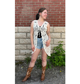 Papillon Papillon - Crochet High Low Open Vest (Beige)