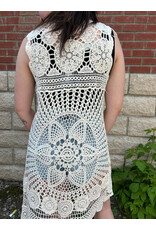 Papillon Papillon - Crochet High Low Open Vest (Beige)