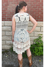 Papillon Papillon - Crochet High Low Open Vest (Beige)