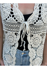 Papillon Papillon - Crochet High Low Open Vest (Beige)