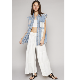 POL Lainey - Denim vest with patches