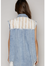 POL Lainey - Denim vest with patches