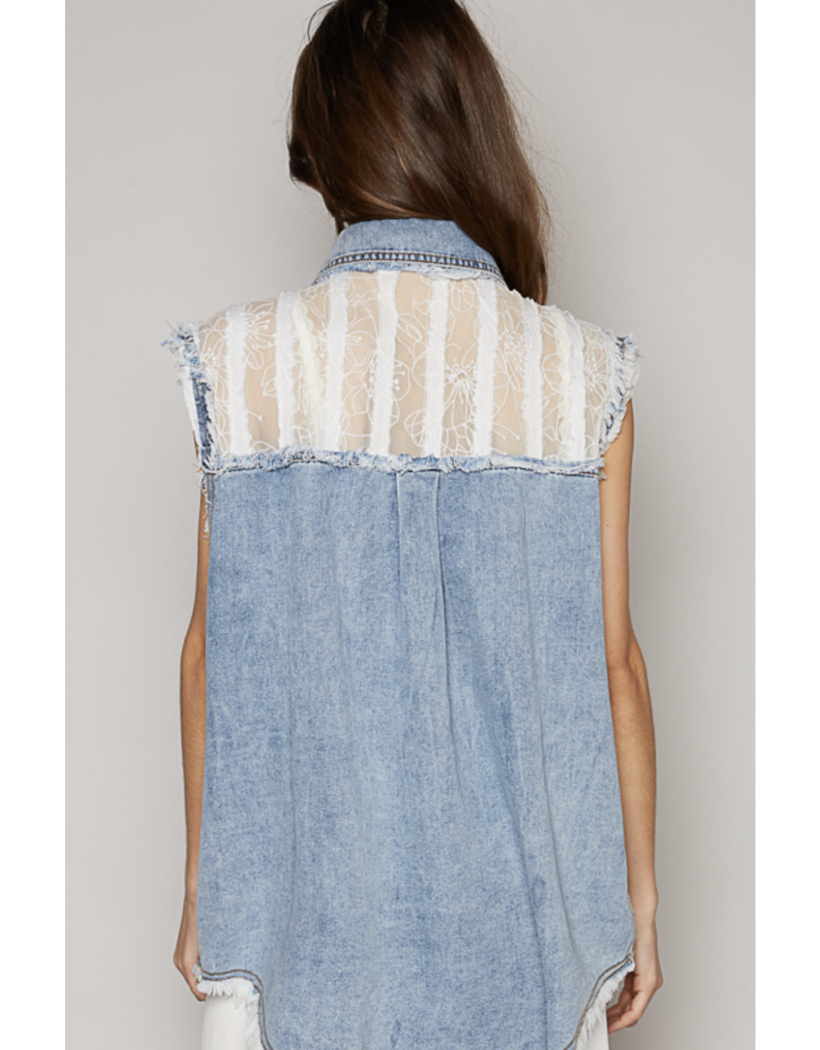 POL Lainey - Denim vest with patches