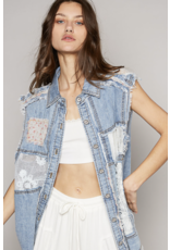 POL Lainey - Denim vest with patches