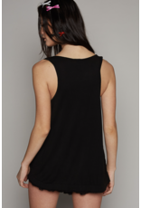 POL Sabrina - Round Neck Tank with Buttons (Black)