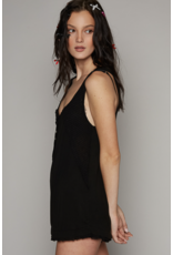 POL Sabrina - Round Neck Tank with Buttons (Black)