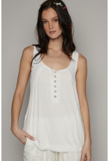 POL Sabrina - Round Neck Tank with Buttons (Off White)