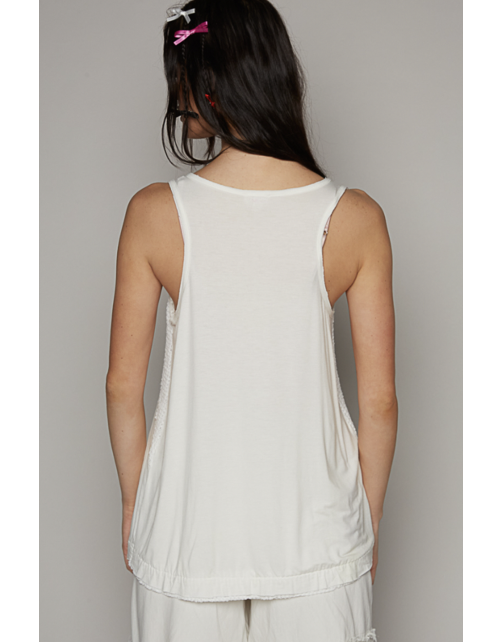 POL Sabrina - Round Neck Tank with Buttons (Off White)