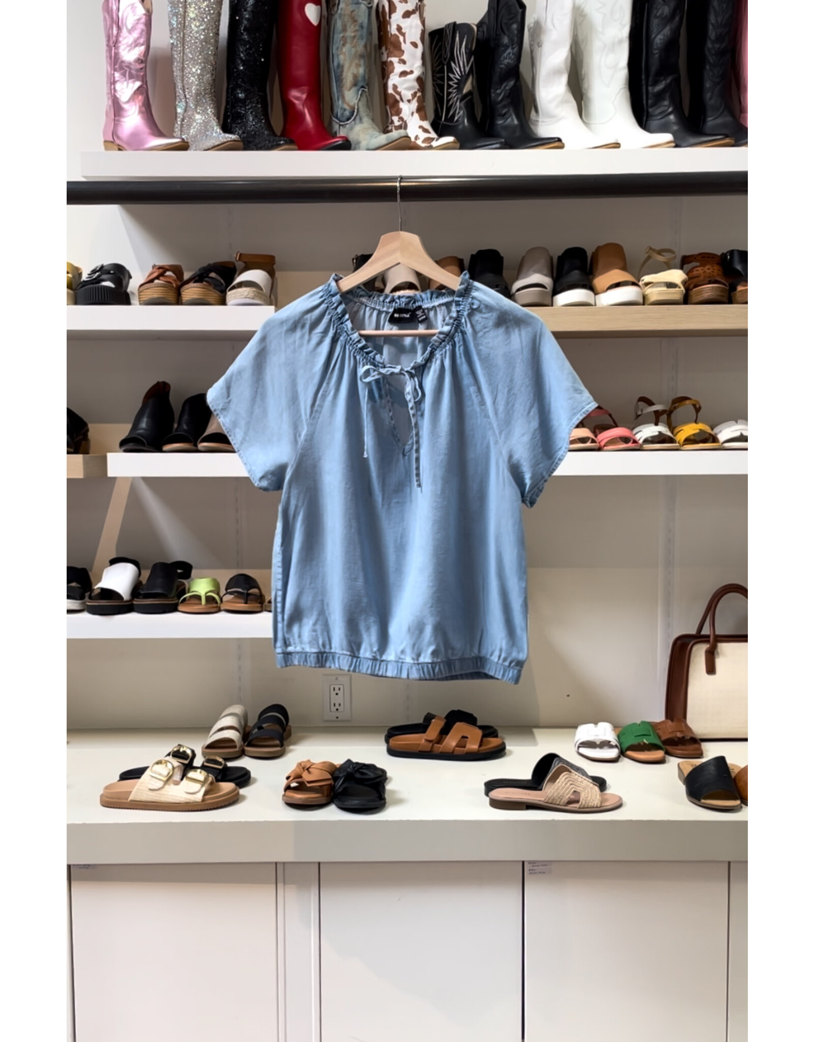 RD Style RD Style - Amoret Tencel short sleeve top (Light blue denim)
