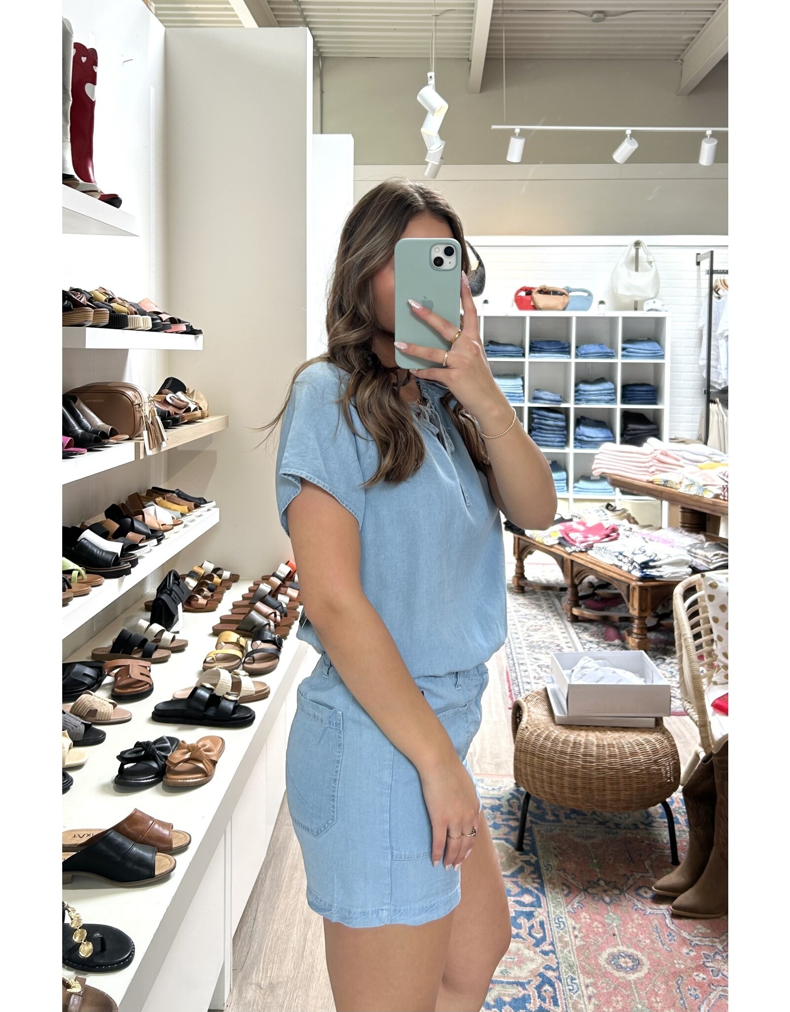 RD Style RD Style - Amoret Tencel short sleeve top (Light blue denim)