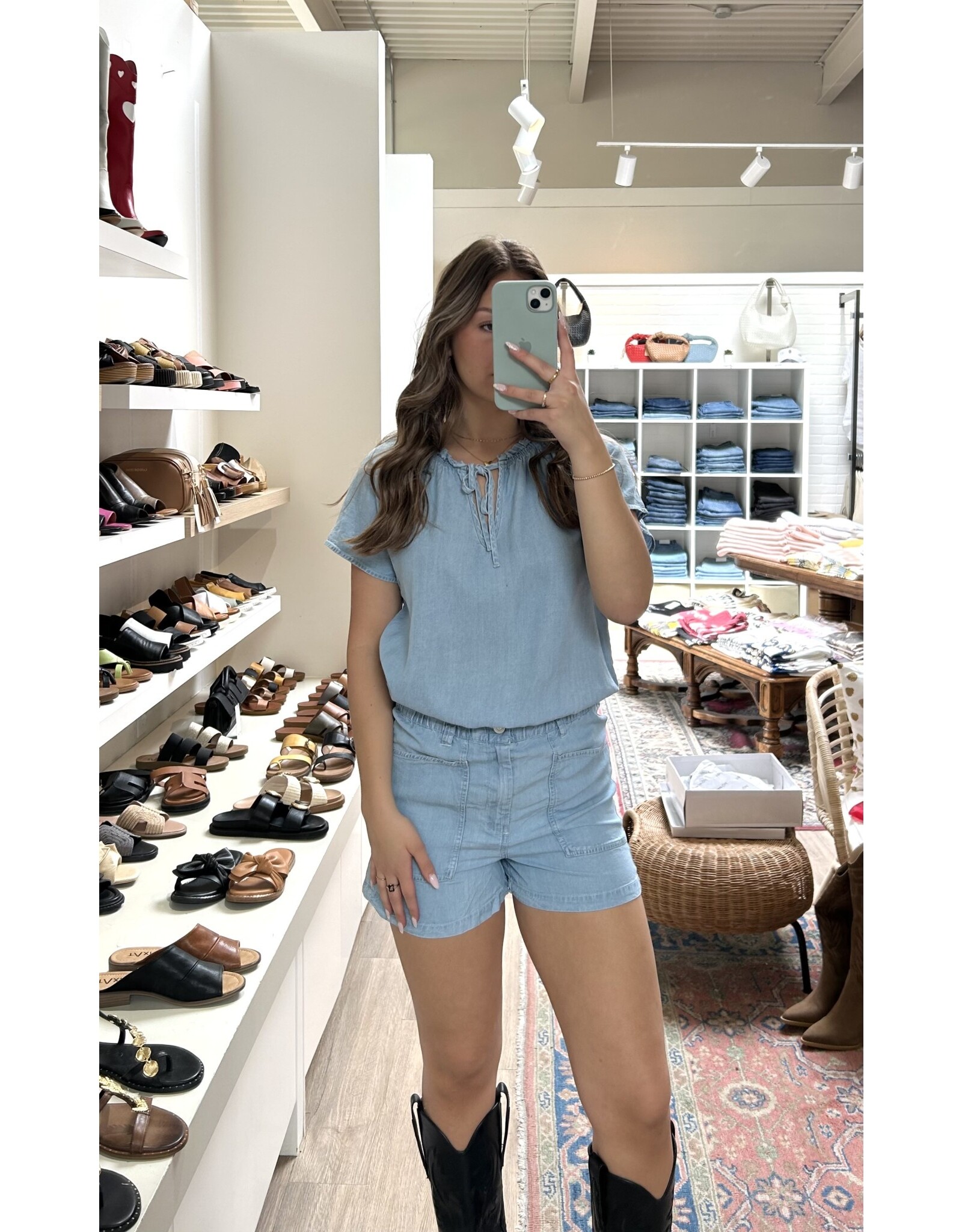 RD Style RD Style - Amoret Tencel short sleeve top (Light blue denim)