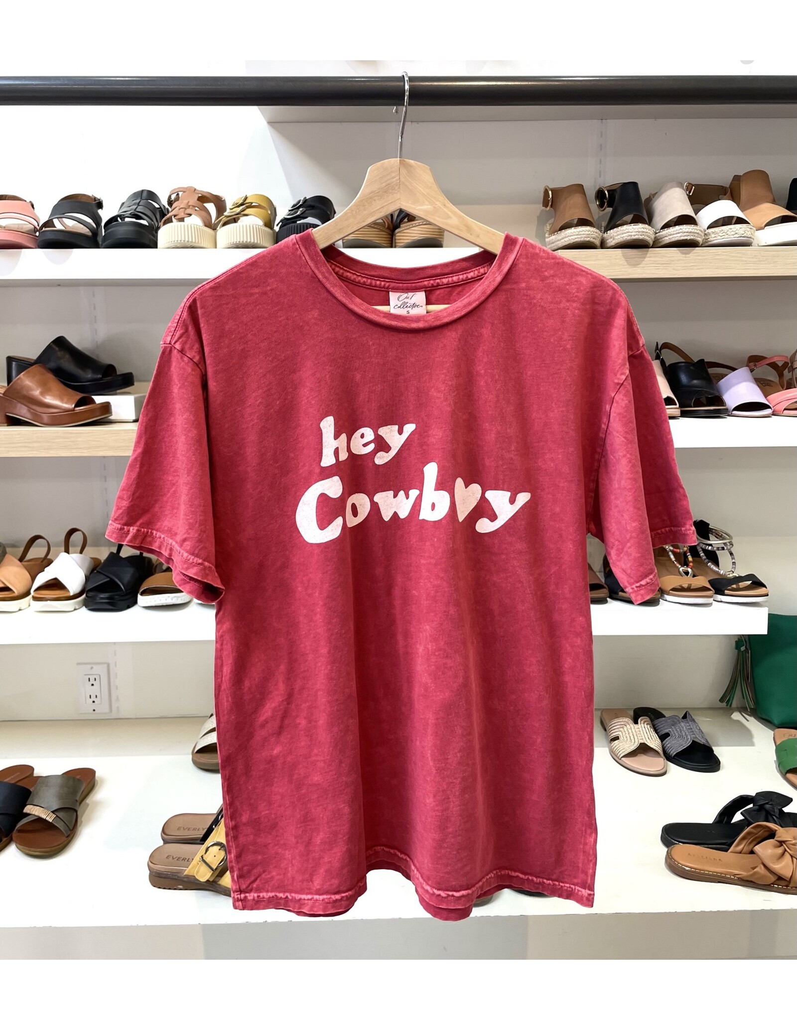Oat Collective Oat Collective - Hey Cowboy  Mineral Washed Graphic Top (Cardinal)