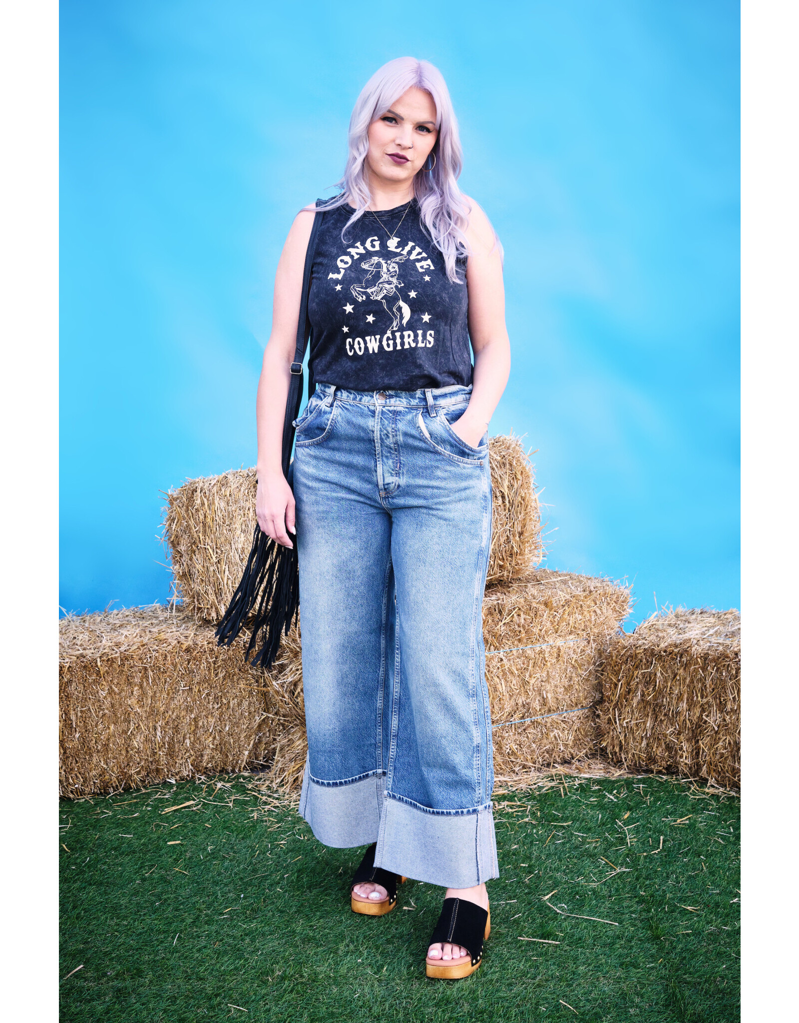 Oat Collective Oat Collective - Long Live Cowgirls mineral wash tank (Black)