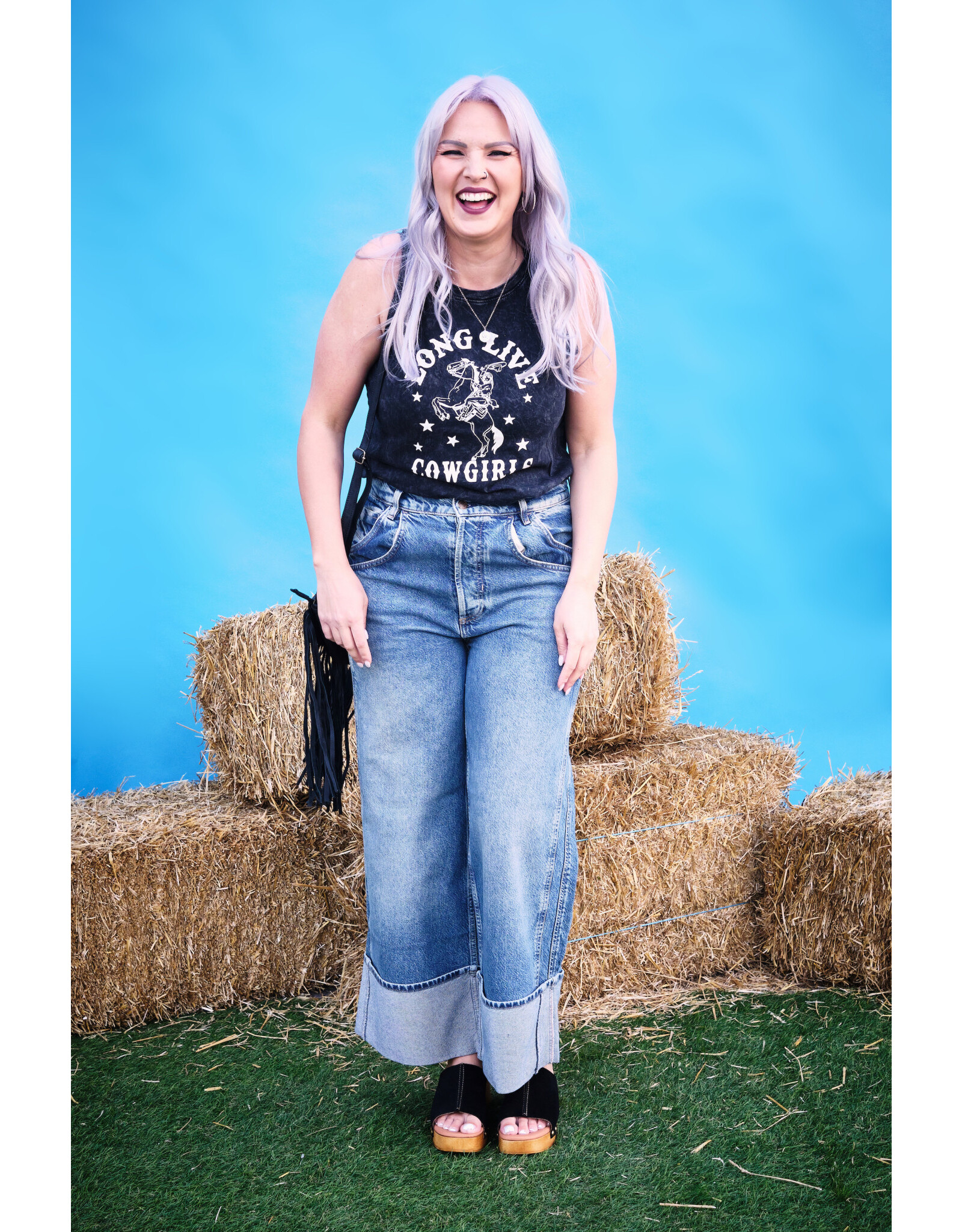Oat Collective Oat Collective - Long Live Cowgirls mineral wash tank (Black)
