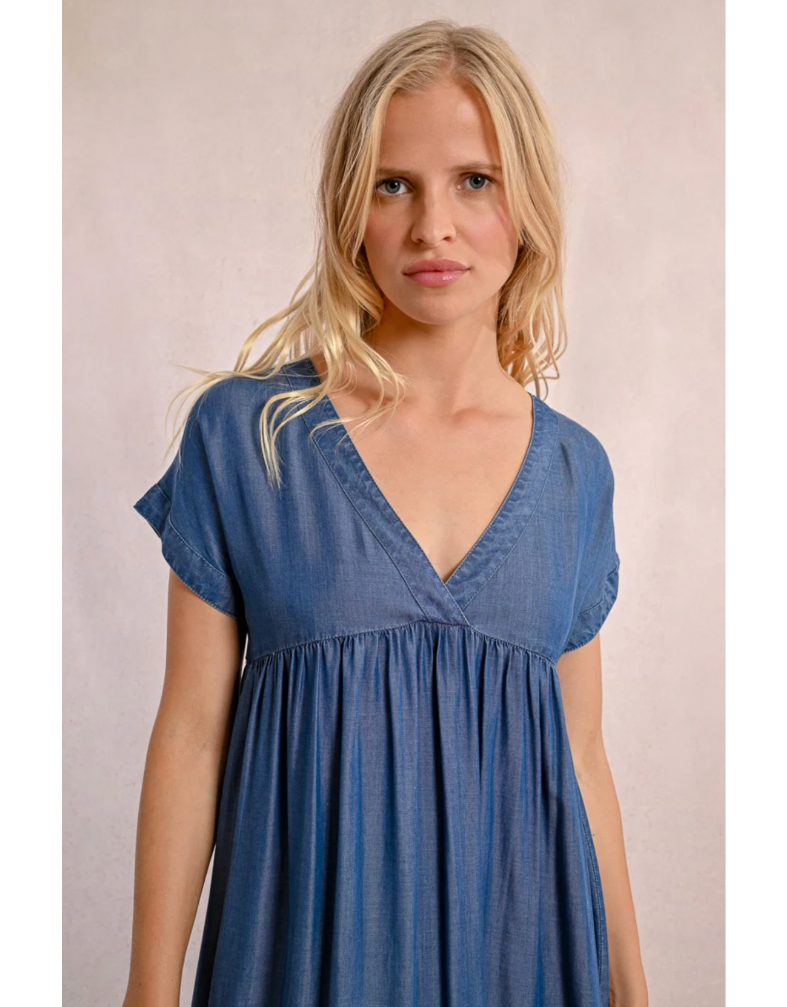 Molly Bracken Molly Bracken -  Short Lyocell Dress (Blue Denim)