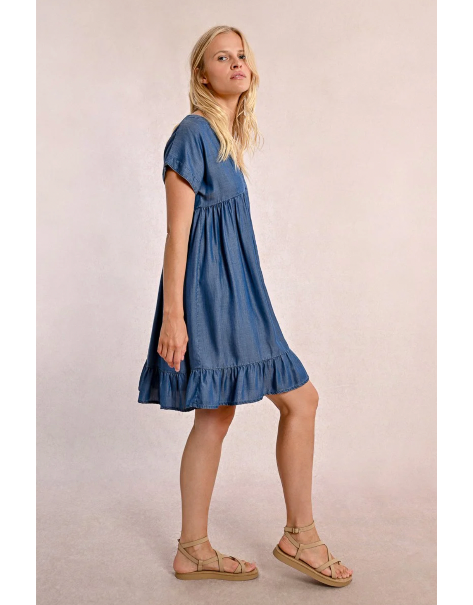 Molly Bracken Molly Bracken -  Short Lyocell Dress (Blue Denim)